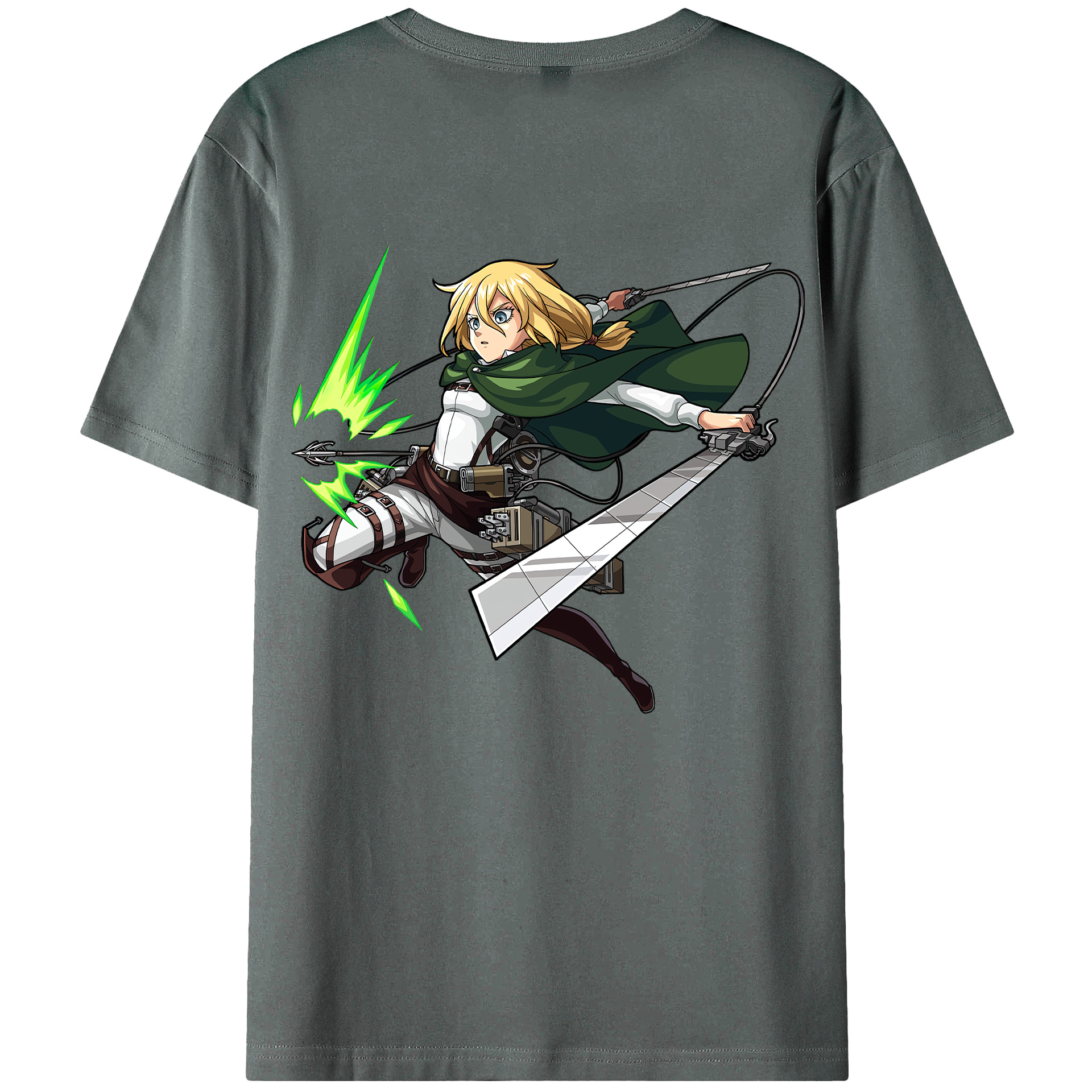 （画像用） 進撃の巨人 クリスタ·レンズ Attack on Titan Christa Lenz 綿100％ メンズ半袖Tシャツ（バックプリント） 通気性